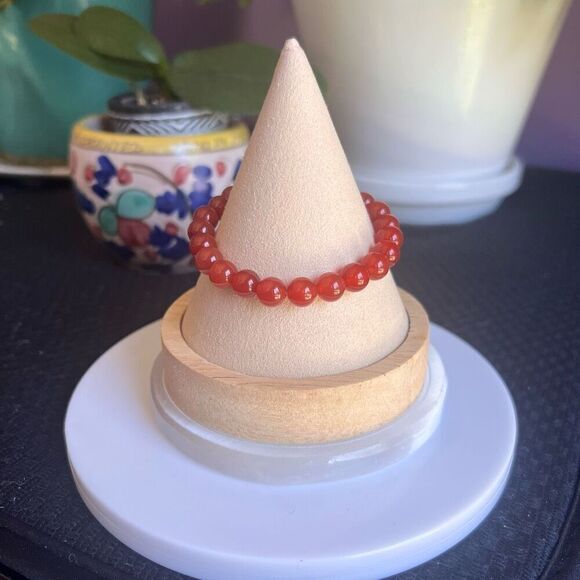 Carnelian Crystal Beaded‎ Stretch Bracelet - Picture 2 of 7